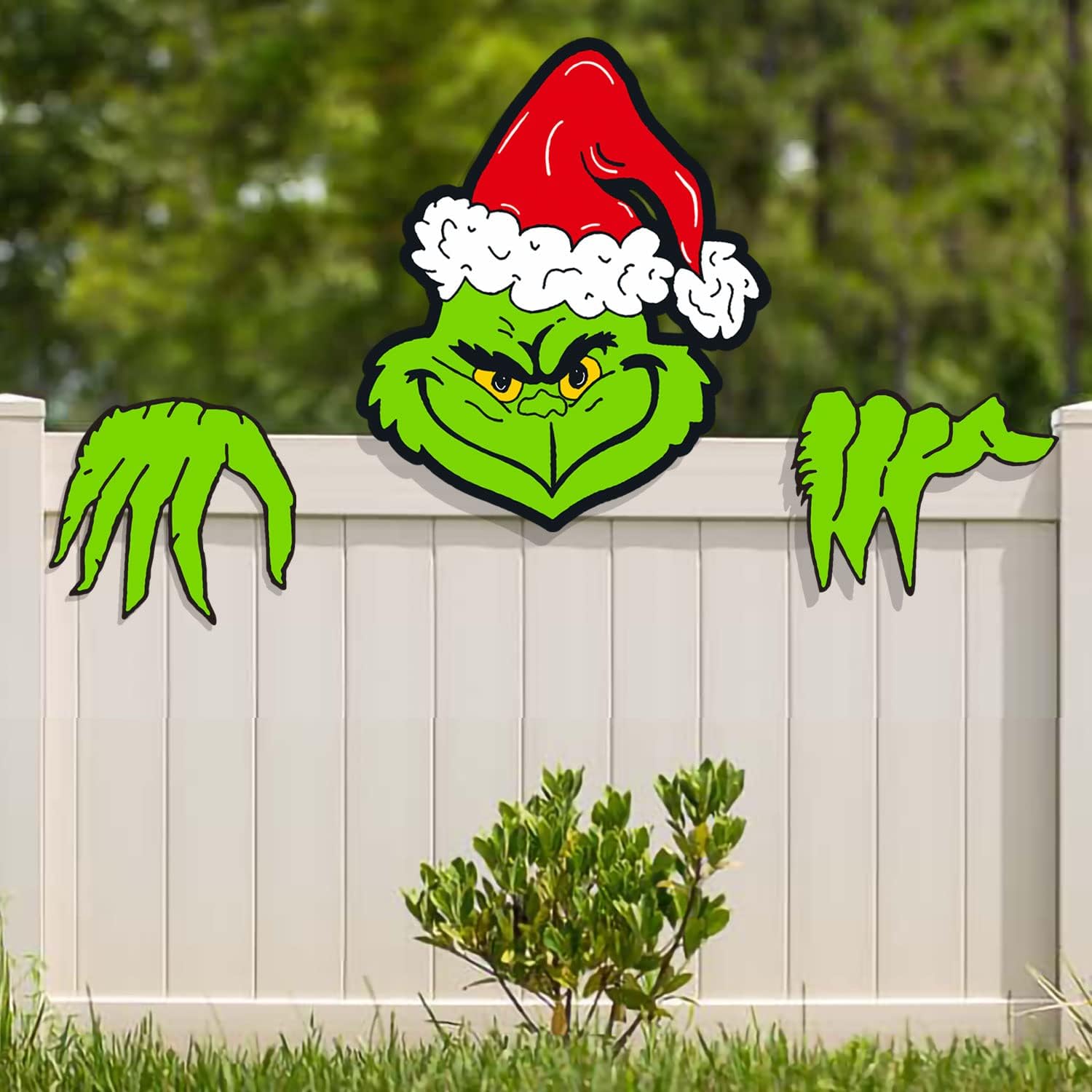 Christmas Decorations Outdoor Fence Yard Sign with Hand Head for Holiday