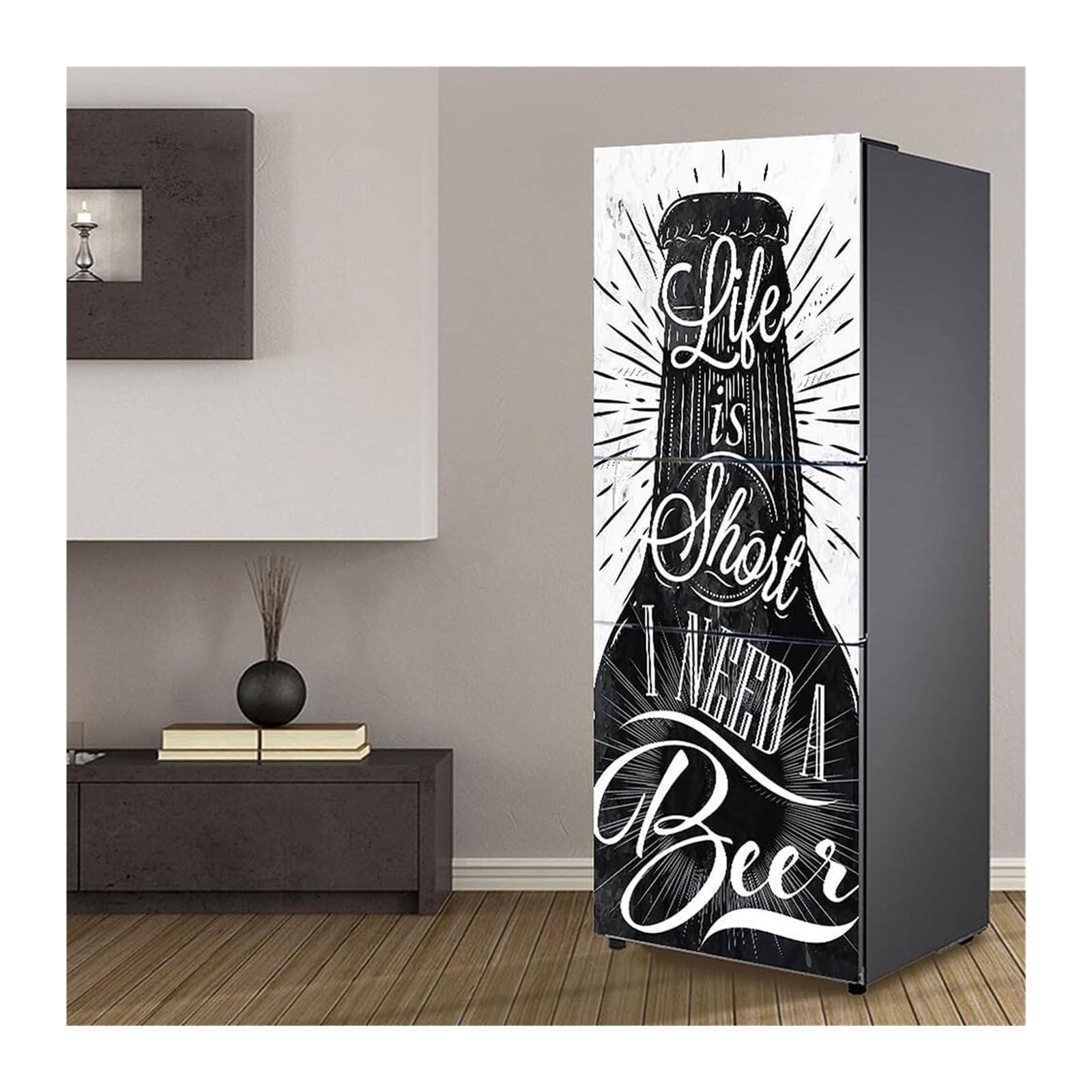 GDHKDDFL Minimalist, luxury-inspired fridge decals, Fridge Sticker Full Covering Door Covers Skins Wall Stickers for Kitchen Decal(S: 60x150 cm)