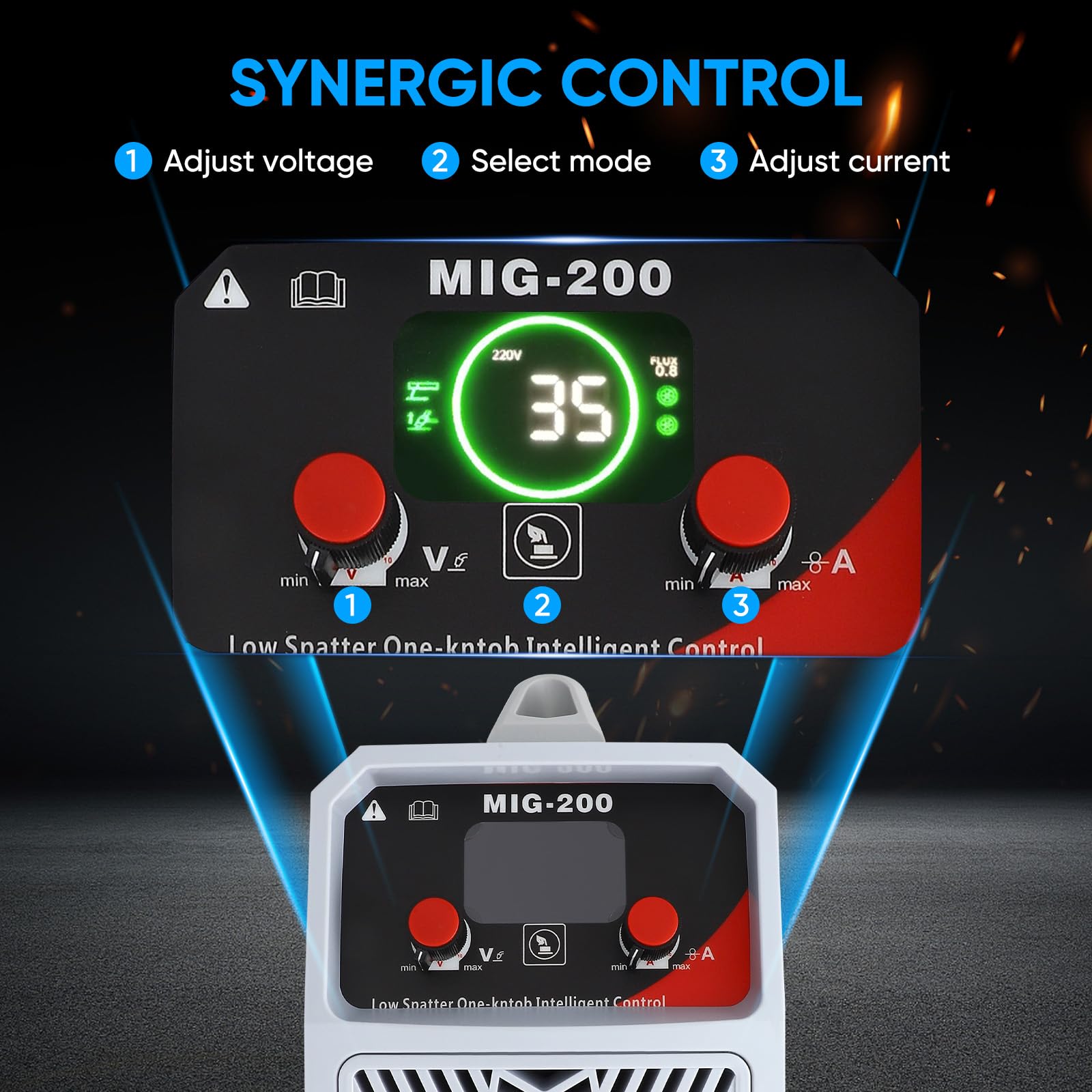 Saldatrice inverter ARC/MIG/TIG, saldatrice digitale 3 in 1, Saldatrice portatile, pistola per saldatura,pinza di messa a terra, maschera, spazzola, bacchette e filo per saldatura