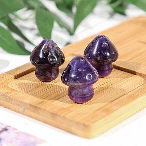 Miniatura 9 de Rockcloud Paquete de 2 figuras de cristal curativo de hongos coleccionables, adorno de jardín, césped, piedra de bolsillo para decoración del hogar