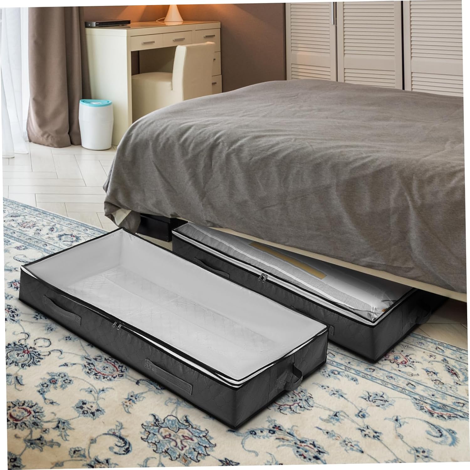 Cabilock 4pcs Space-saving under Bed Storage Containers Viewing Windows for Closet Organization