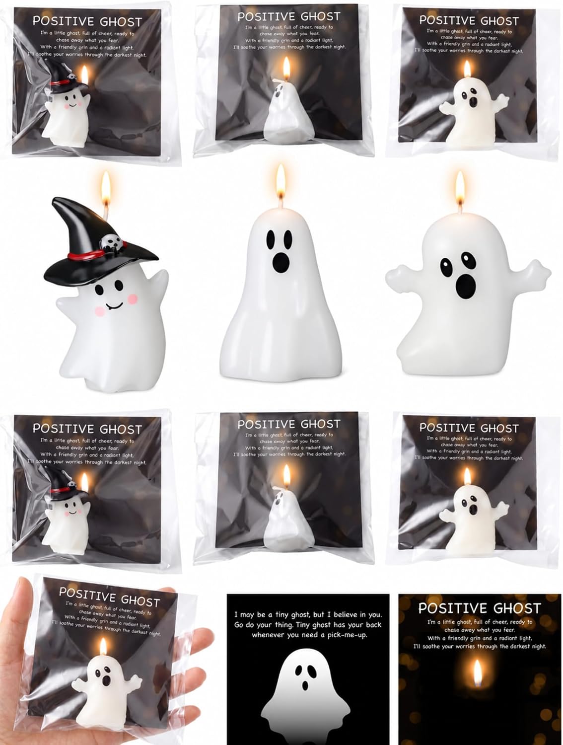 Conelist 24 Sets Halloween Positive Ghost Bulk Ghost Candles Party Favors