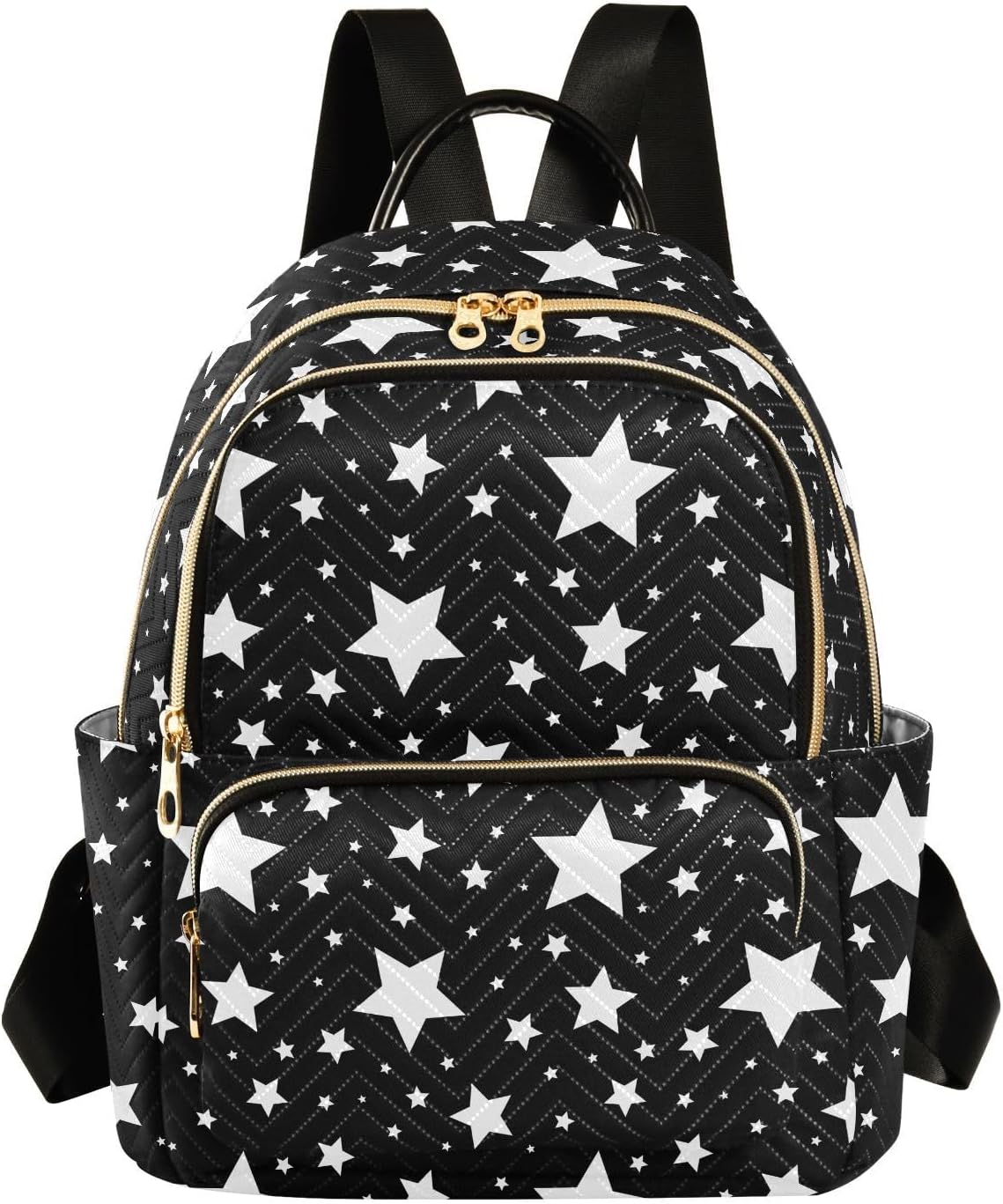 Sletend Mini Backpack Star Black White Fashion Backpack Purse for Women,Handbag Shoulder Bag Casual Daypack, Ladies Gift for College Work (S)