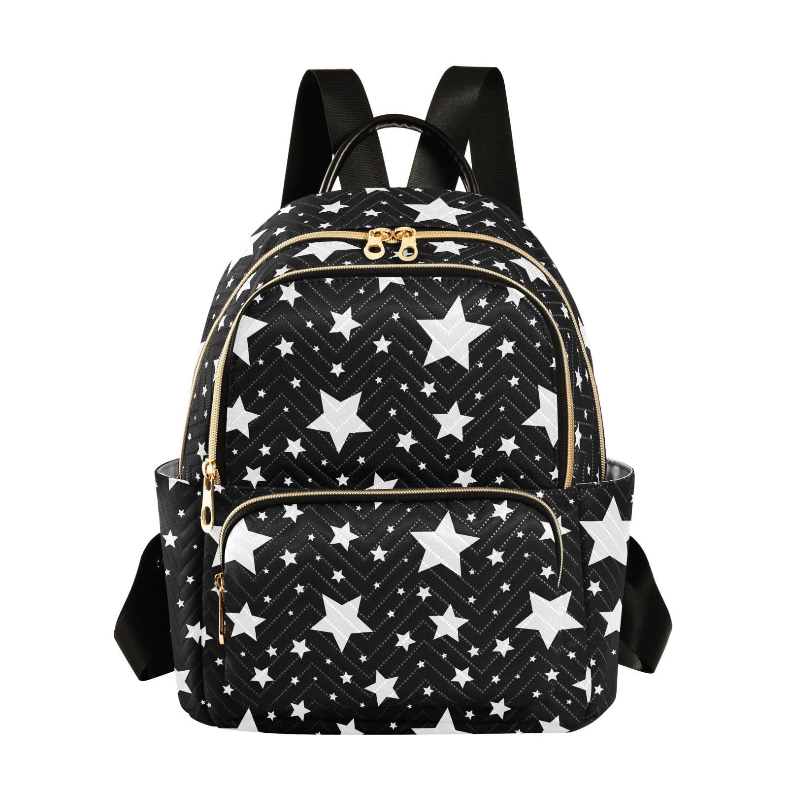 Women Mini Backpack Star Black White Fashion Purse,S