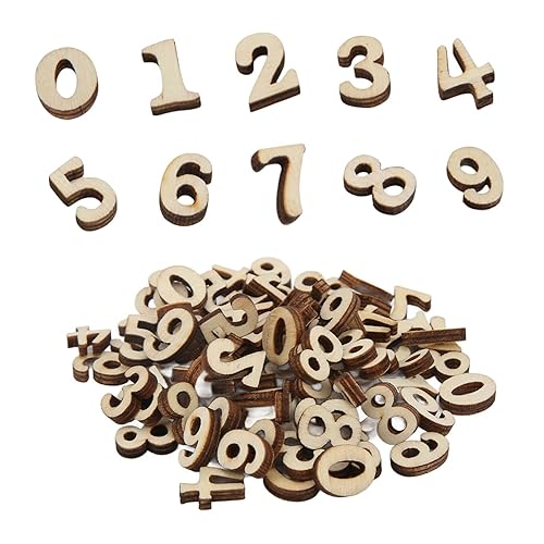 HERCHR Chiffres en Bois, 100pcs Numéros en Bois, 0-9 numéros
