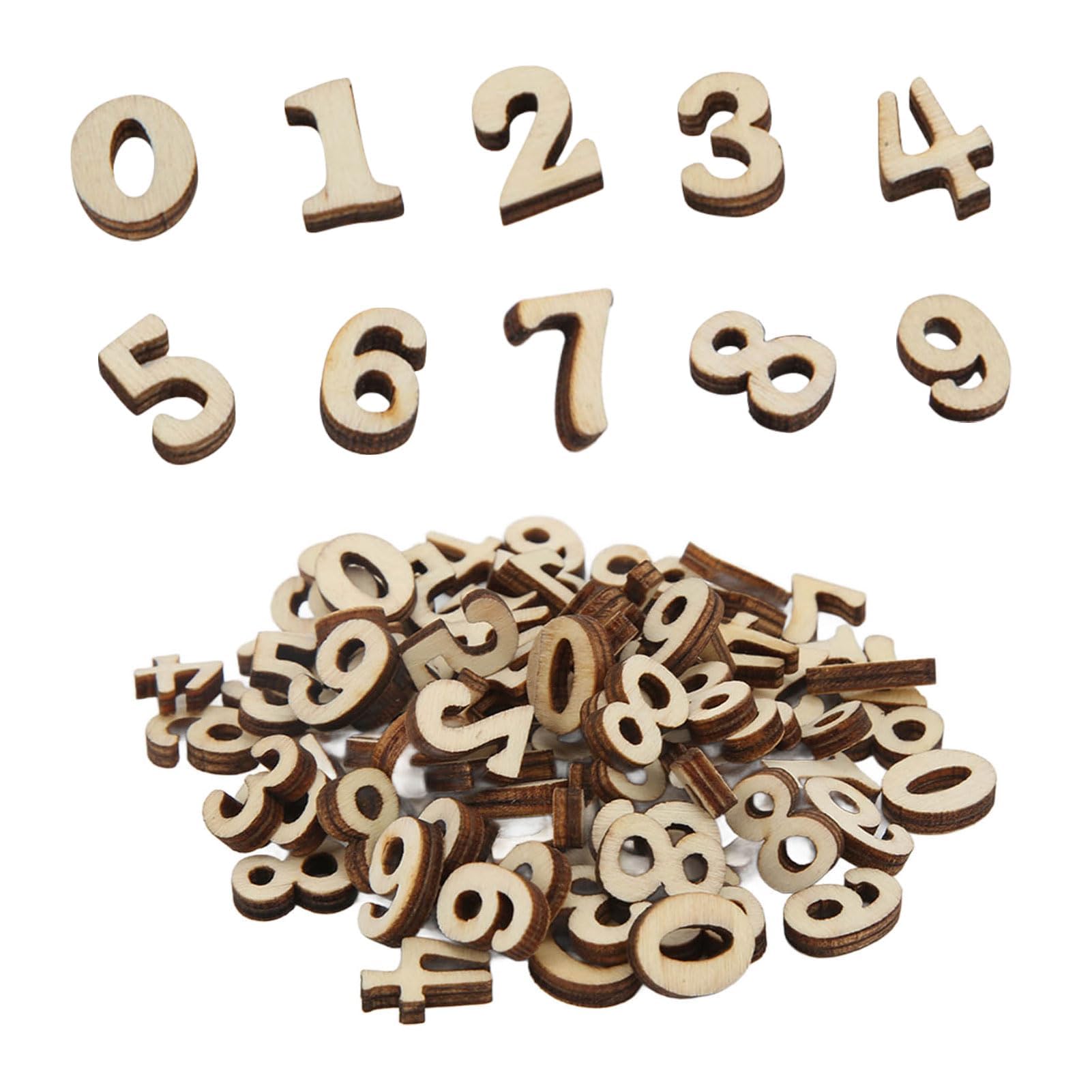 100 Numeri In Legno Naturale 0-9 - Per Fai Da Te E Decorazione