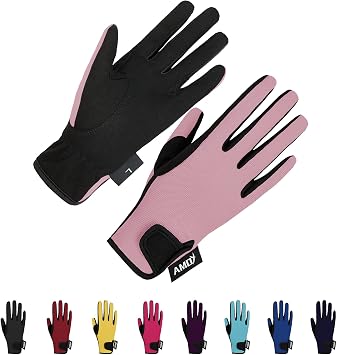 Amoy Kids Horse Riding Gloves Breathable Children Equestrian Horseback Anti-Slipping Boys & Girls Youth Outdoor Biking Cycling Sport Mitts