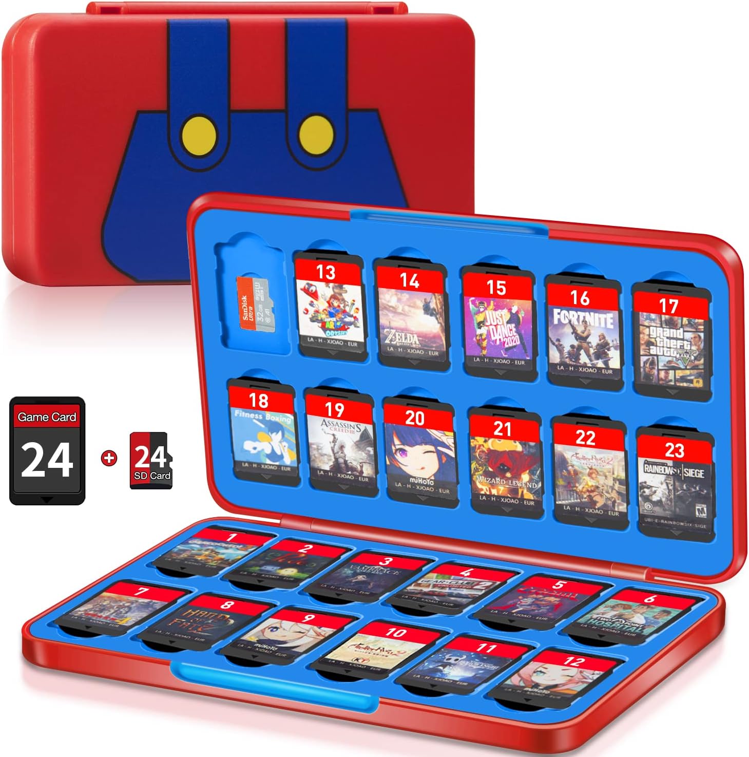 Switch Game Case Holder with 24 Cartridge Slots and 24