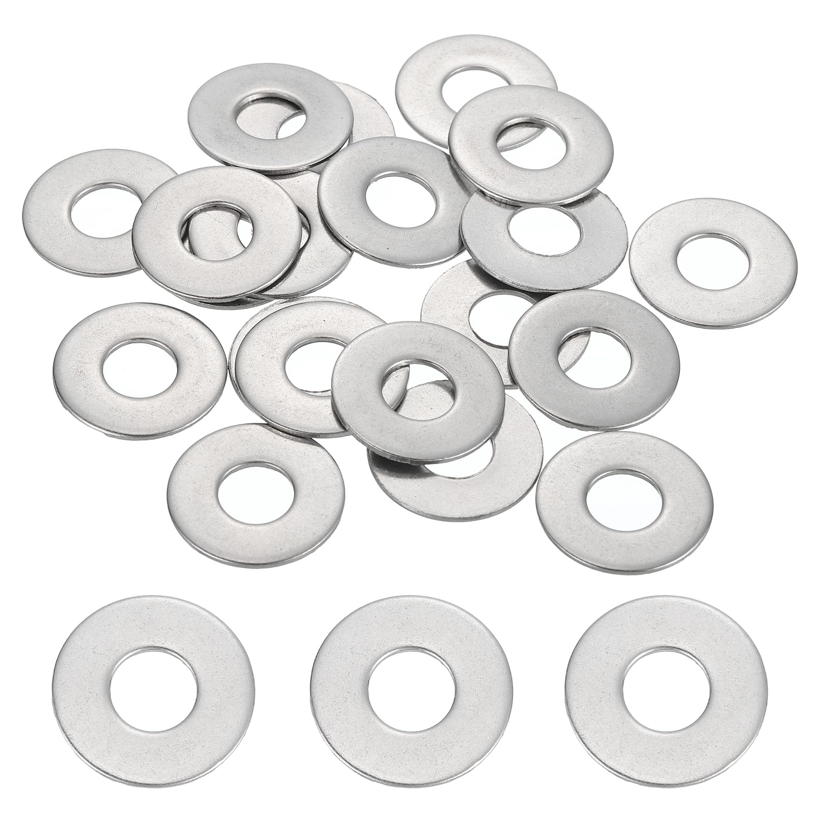 sourcing map 20 Pcs M8 304 Stainless Steel Flat Washers Round Flat Spacers for Screws, Bolts, Plumbing, Automotive, DIY, Electrical Device 8mm ID 20mm OD 1mm Thick
