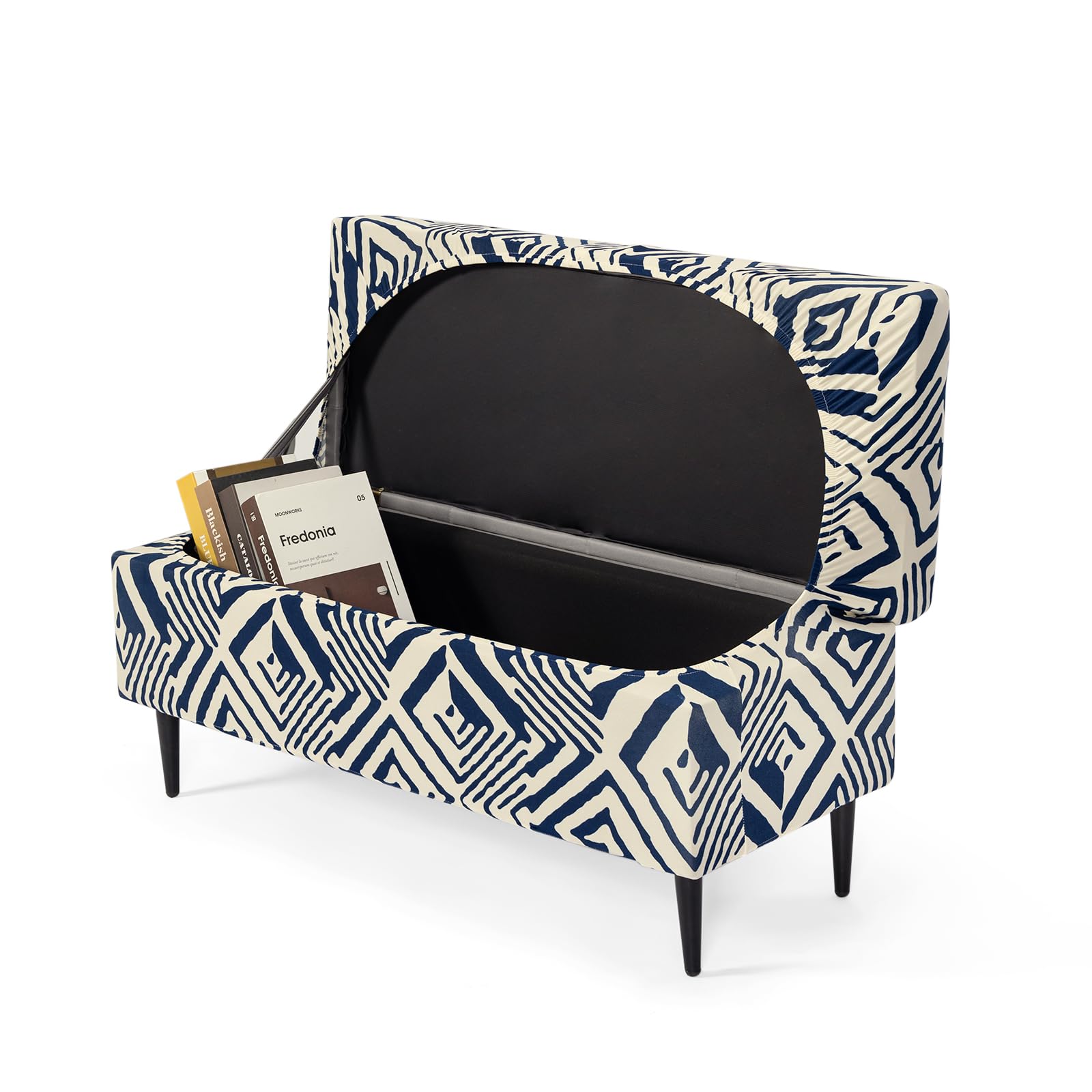 FUANGUI Ottoman Cover Stretch Storage Ottoman Bench Slipcover Printed Folding Storage Bench Ottoman Cover Footrest Stool Slipcover Footstool Protector Cover with Elastic Bottom, Large,82