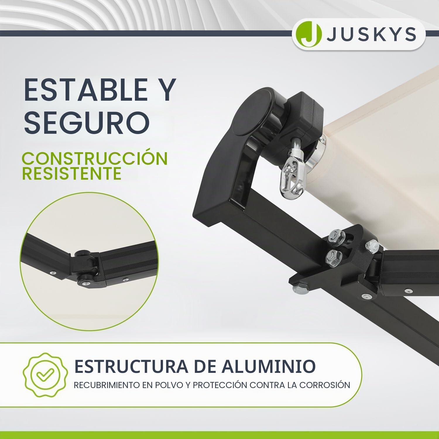 Juskys toldo 350 x 300 cm - Sombra en terraza y balcón - Toldo articulado con manivela y Soporte - Toldo de protección Solar para balcón toldo articulado Beis
