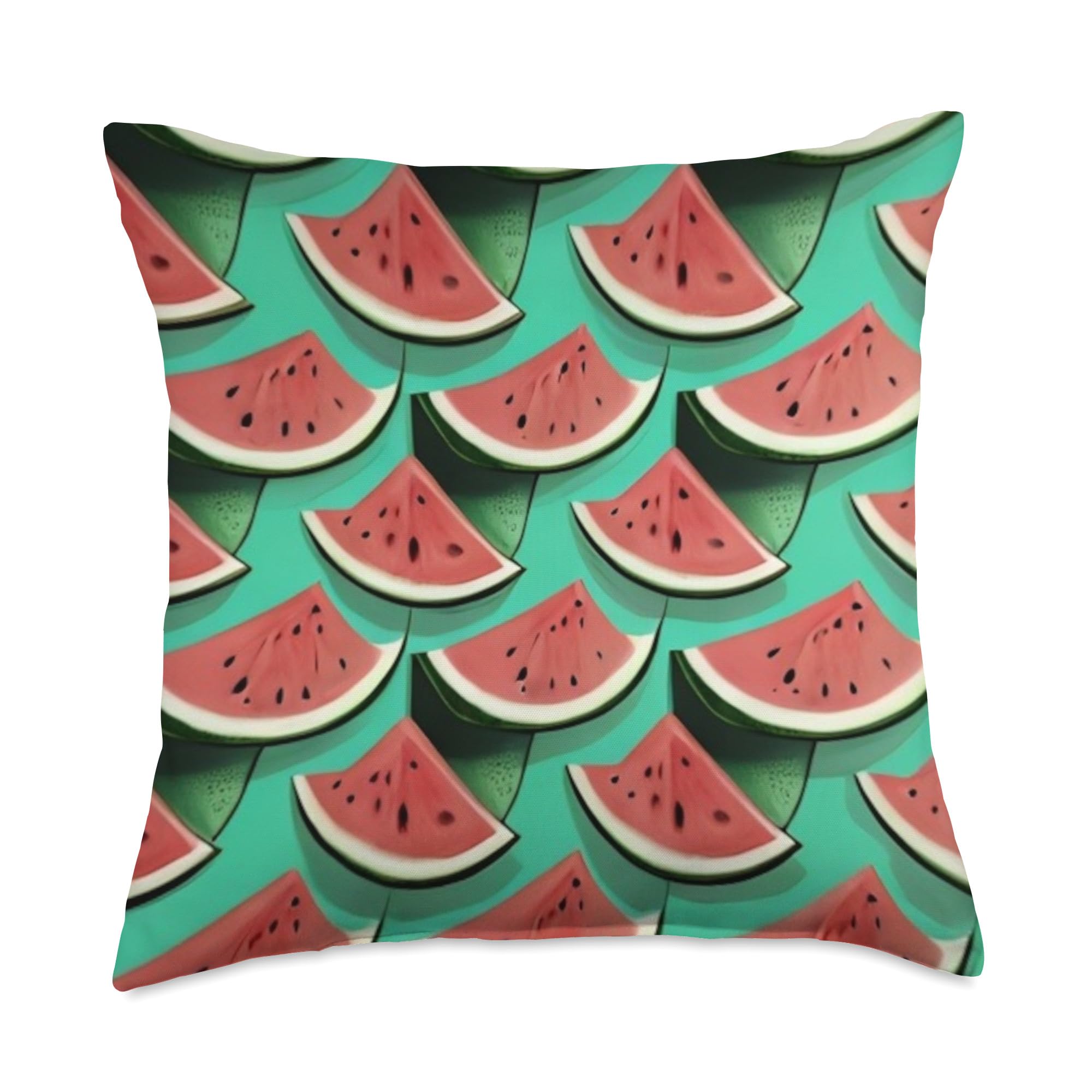 Watermelon Pattern Textile Throw Pillow, 18x18, Multicolor