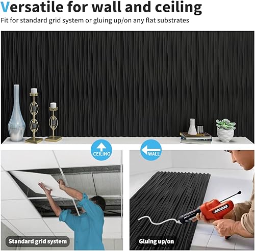 Vista 51 de Art3d 3D Revestimiento con textura 3D para pared, color gris diamante, 19.7 x 19.7 pulgadas (12 unidades), Blanco, A10038 Blanco nieve