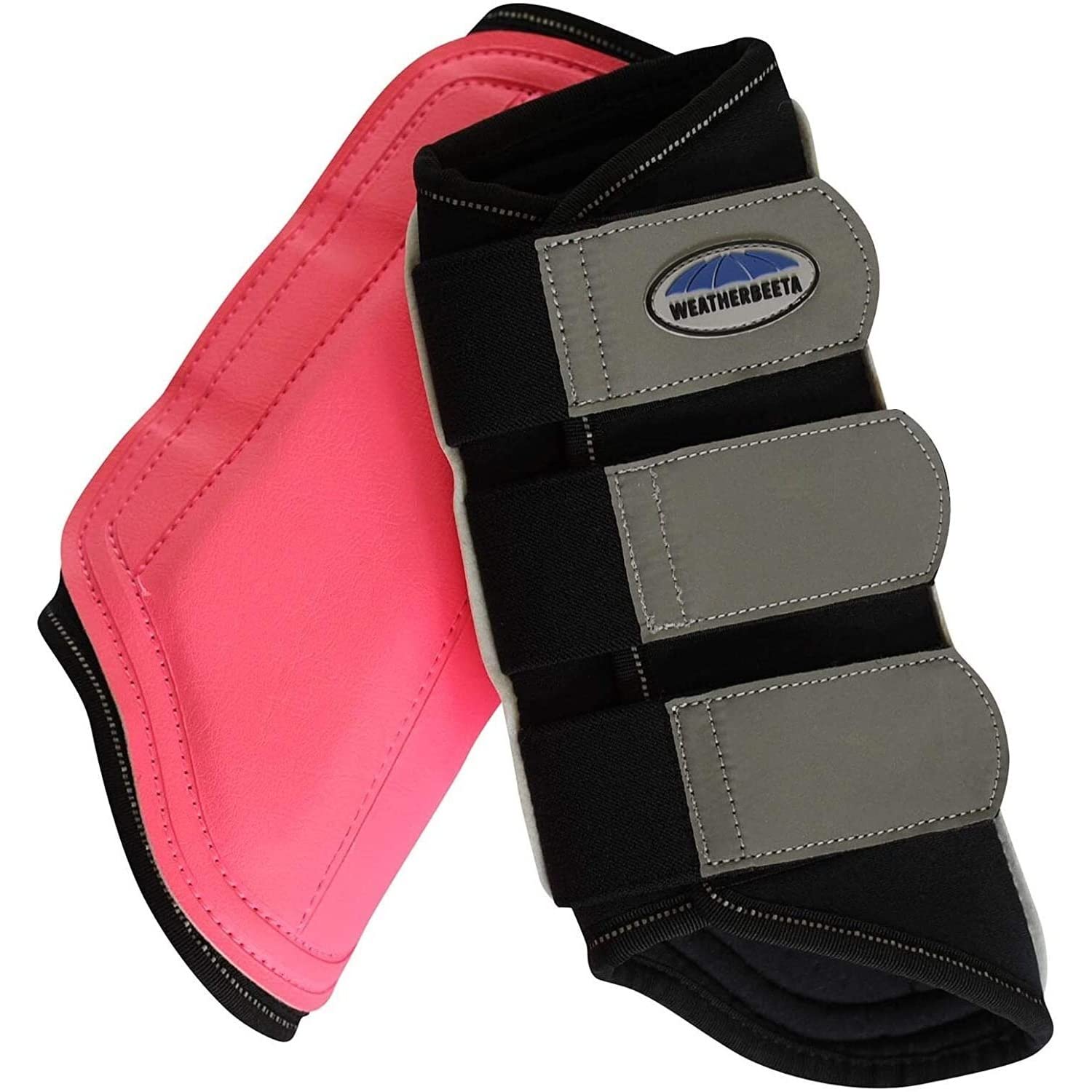 WeatherBeeta Reflective Single Lock Brushing Boots, Pink/Silver, Pony
