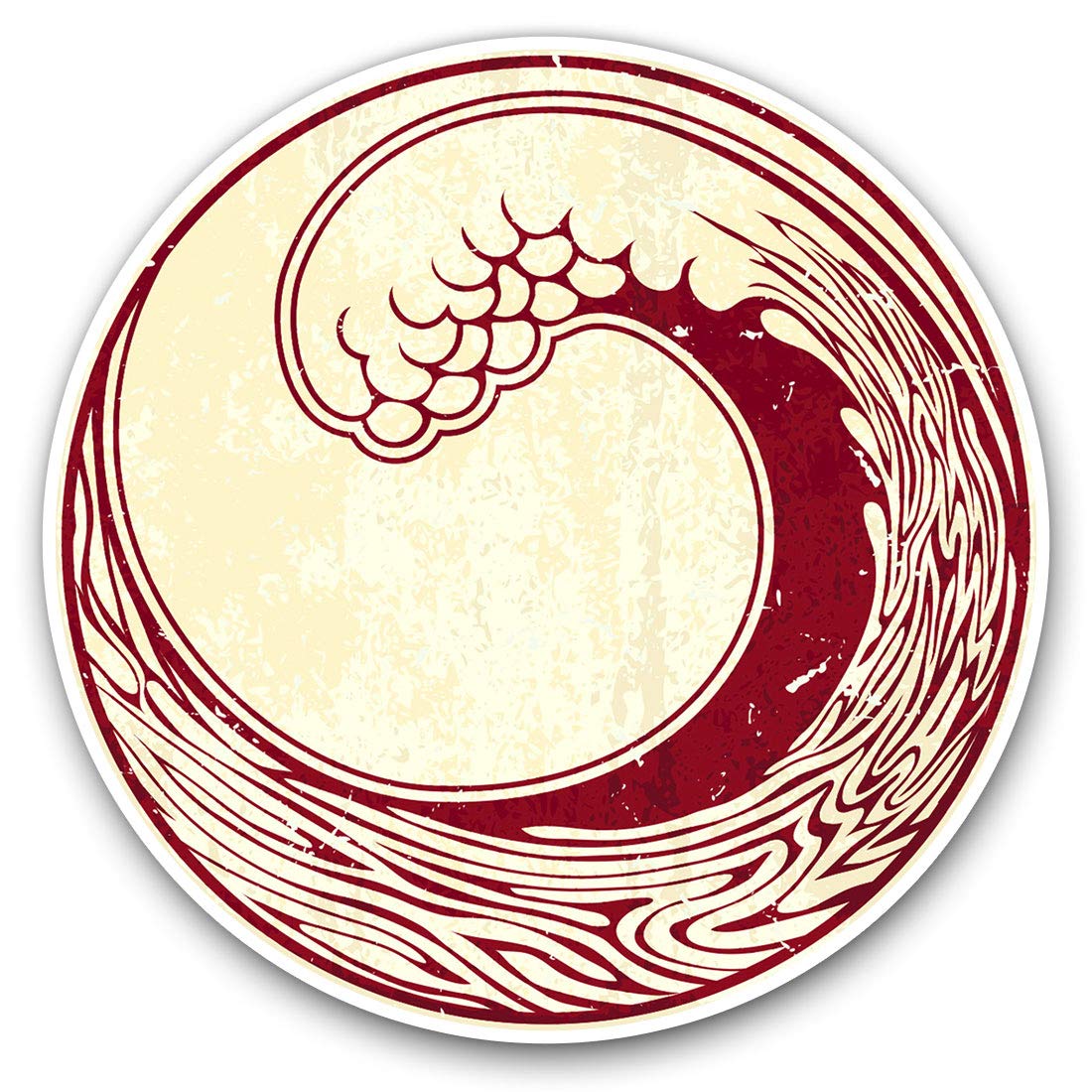 Destination Vinyl Ltd Japanese Wave Of Kanagawa Surf 5858 Vinyl Stickers (Set Of 2) 7.5Cm - Japanese Wave Of Kanagawa Surf #5858