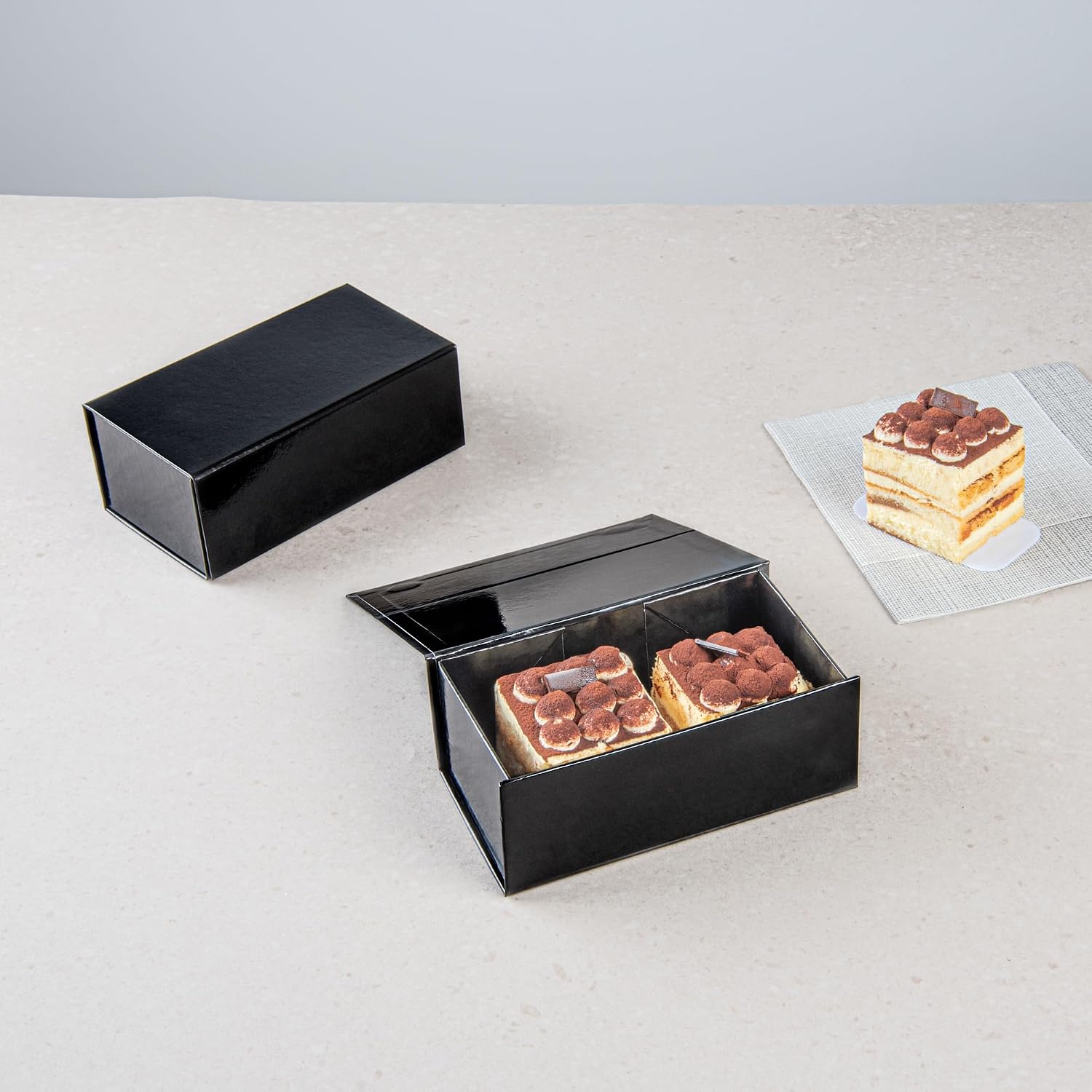 Restaurantware-7 x 4 x 2.8 Inch Magnetic Gift Boxes, 10 Sturdy Collapsible Gift Boxes - For Groomsman And Bridesmaid Proposals, Built-In Lid, Black Paper Luxury Storage Boxes, Grease-Resistant
