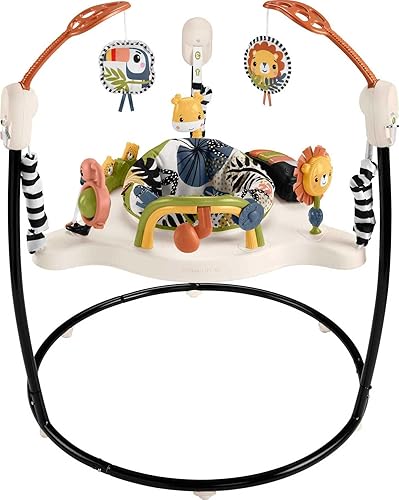 Fisher-Price Jumperoo - Centro de actividades para bebés y juguete interactivo con luces y sonidos y música, Palm Paradise