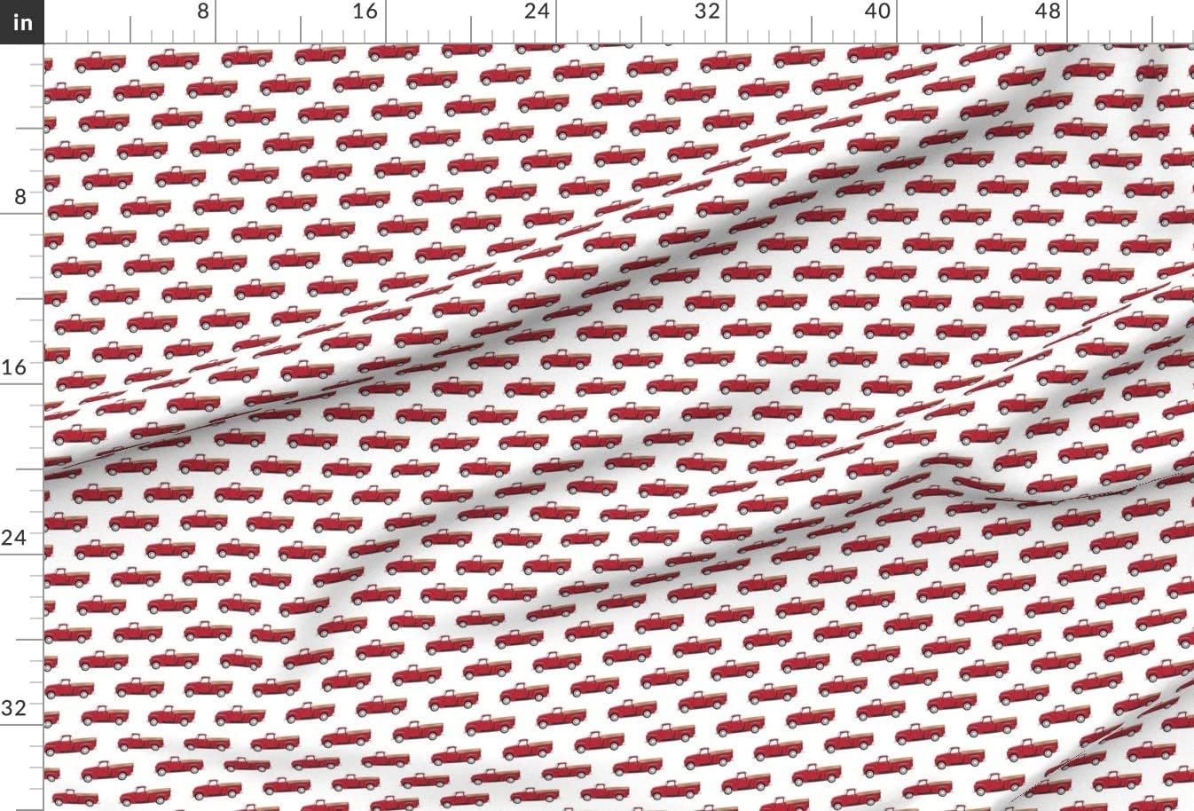 Spoonflower Fabric - Vintage Red Truck Old Trendy Boy Nursery Printed on Upholstery Velvet Fabric Fat Quarter - Upholstery Home Decor Bottomweight Apparel