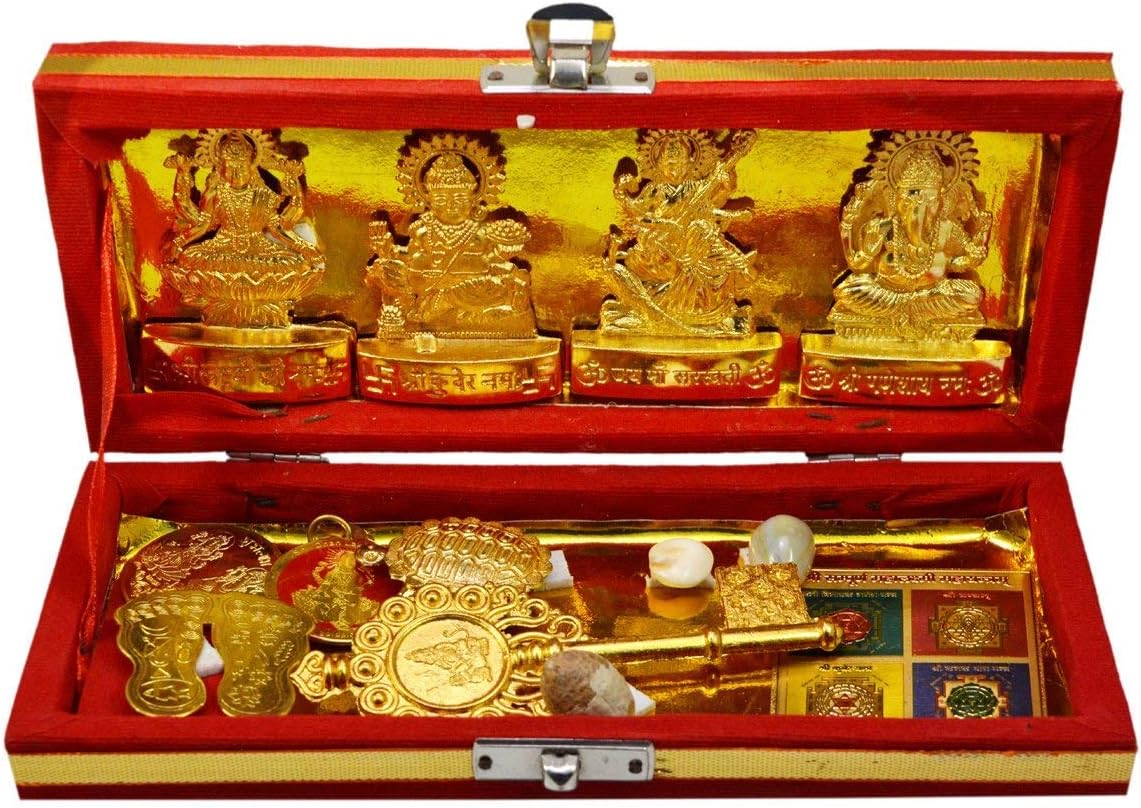COPURE AP Brass Metal Sri Dhan Laxmi -Kuber Bhandari Yantra (Golden, Small )