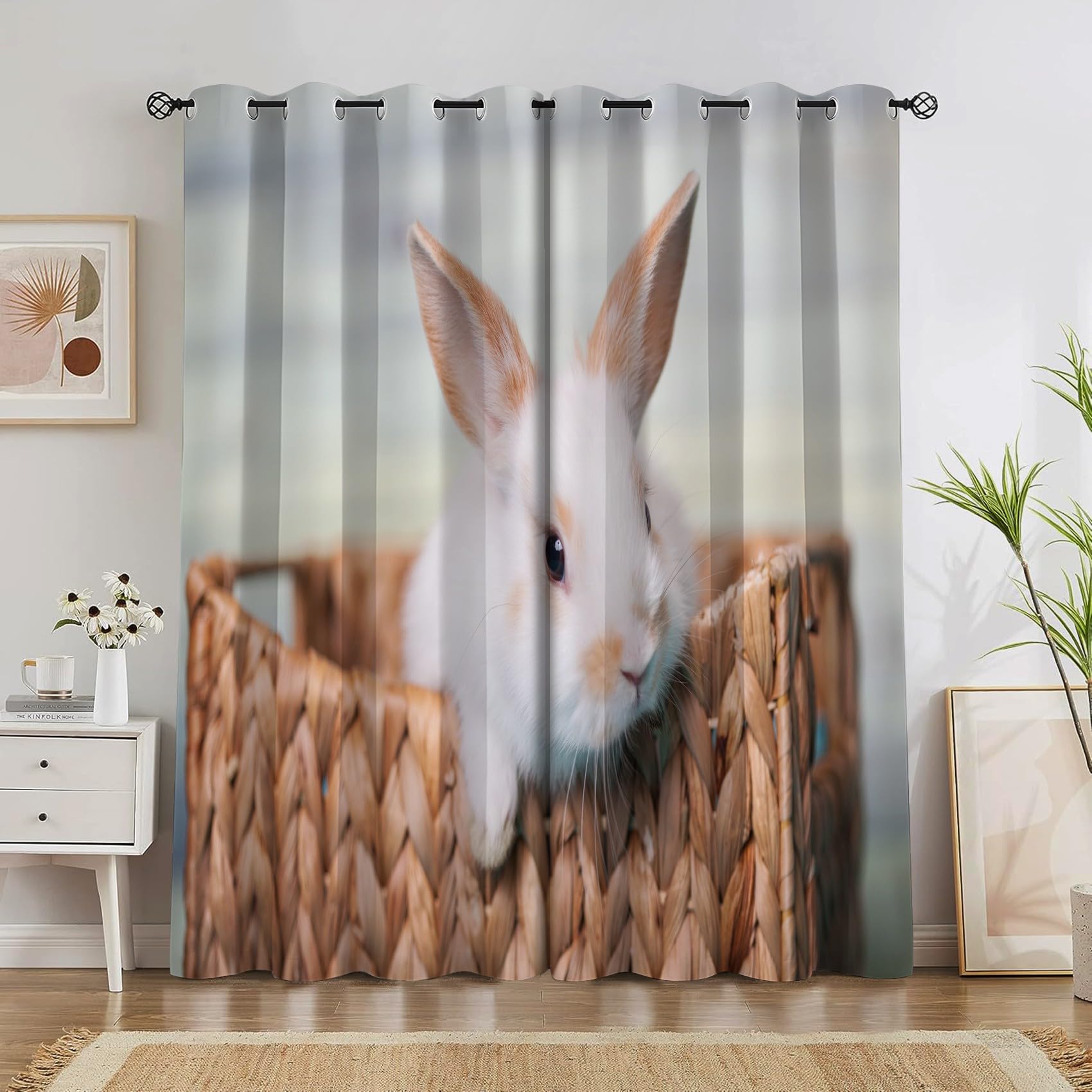 Generico Tende Coniglio Tenda Oscurante da Interno animale Tende Termiche Anti-Rumore per Interni 2 Pezzi 140x180 cm Ideali per Camera da Letto e Soggiorno H3186