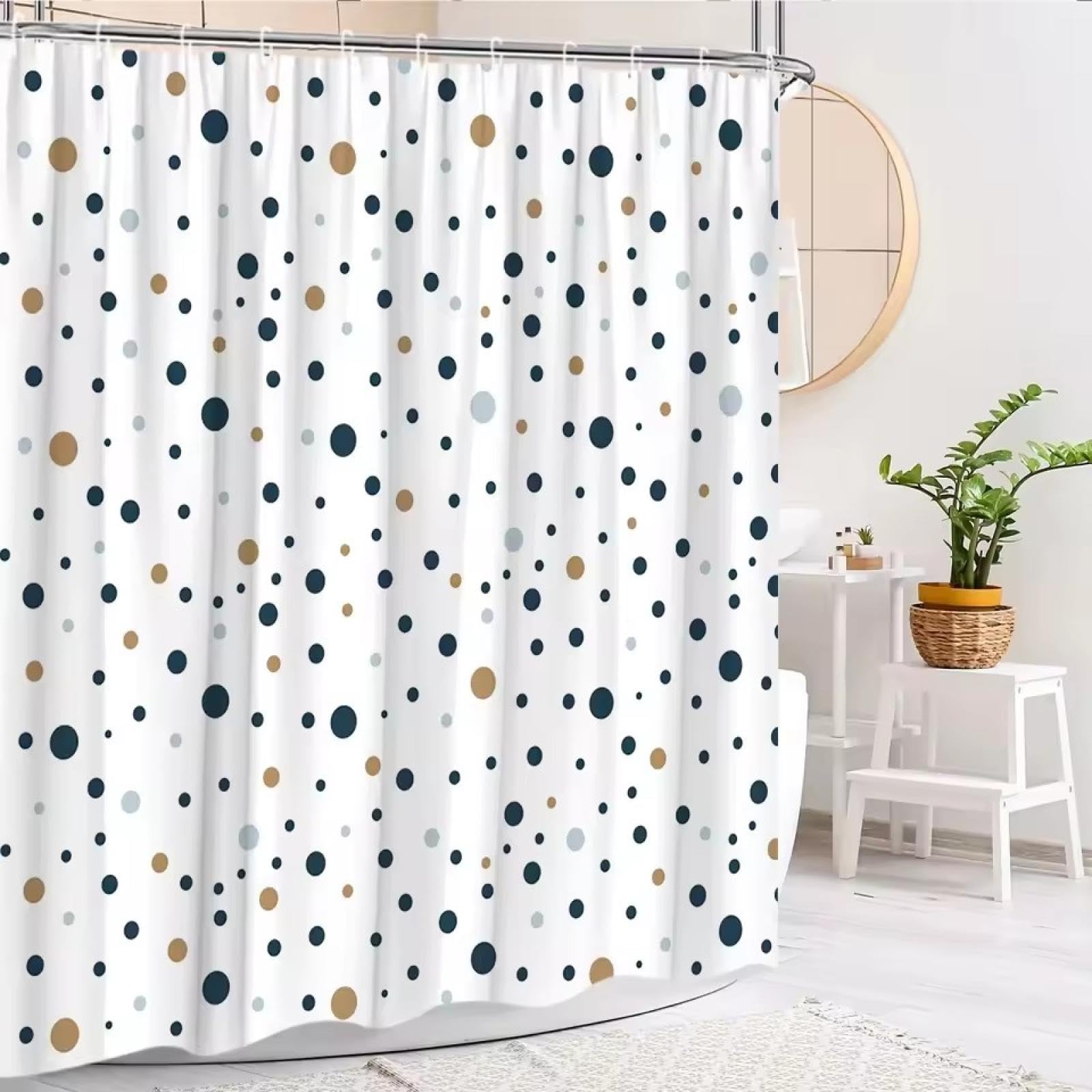 Rideau de douche anti-éclaboussures géométrique et imperméable en polyester
