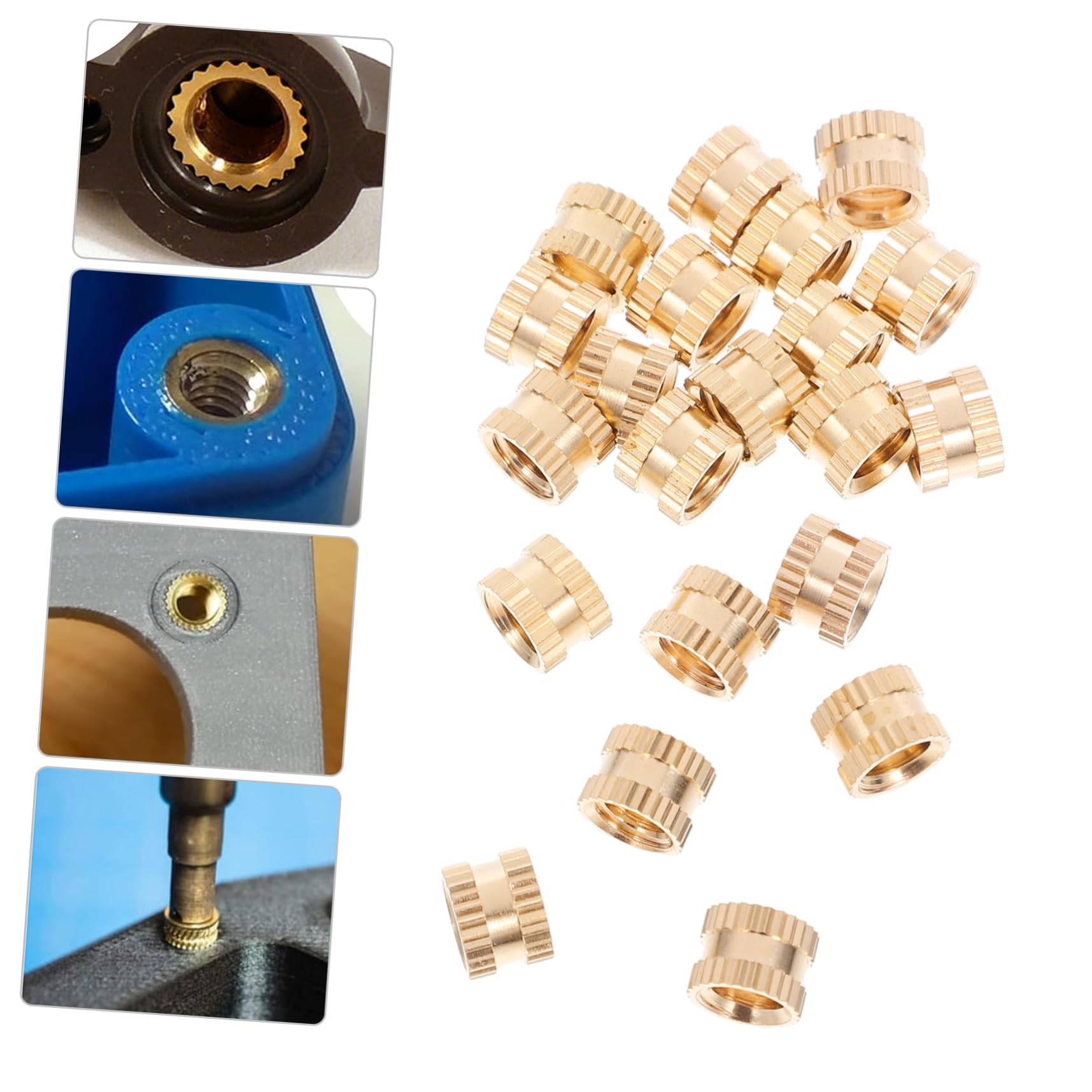 Yardenfun de Insertos Roscados Prácticas y Seguras 20 Piezas de Latón Dorado de 8x6 Mm, Tuercas de Empotrar Rosca Hembra para Uso Industrial