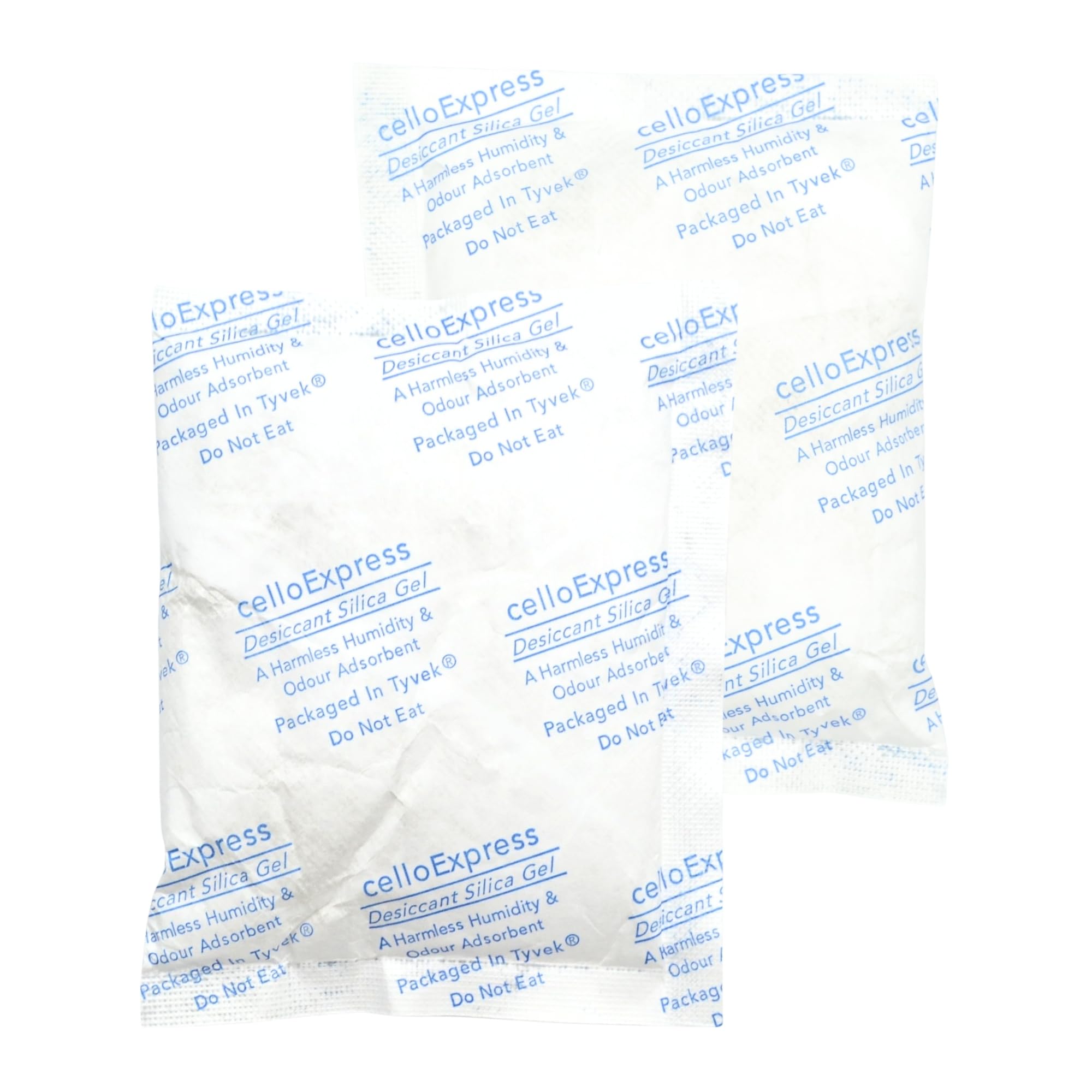 Celloexpress 50G Silica Gel Pouches - Pack Of 5 - Total Gel Weight 250G - Silica Gel In Tyvek Fabric Sachets (50G, 5)
