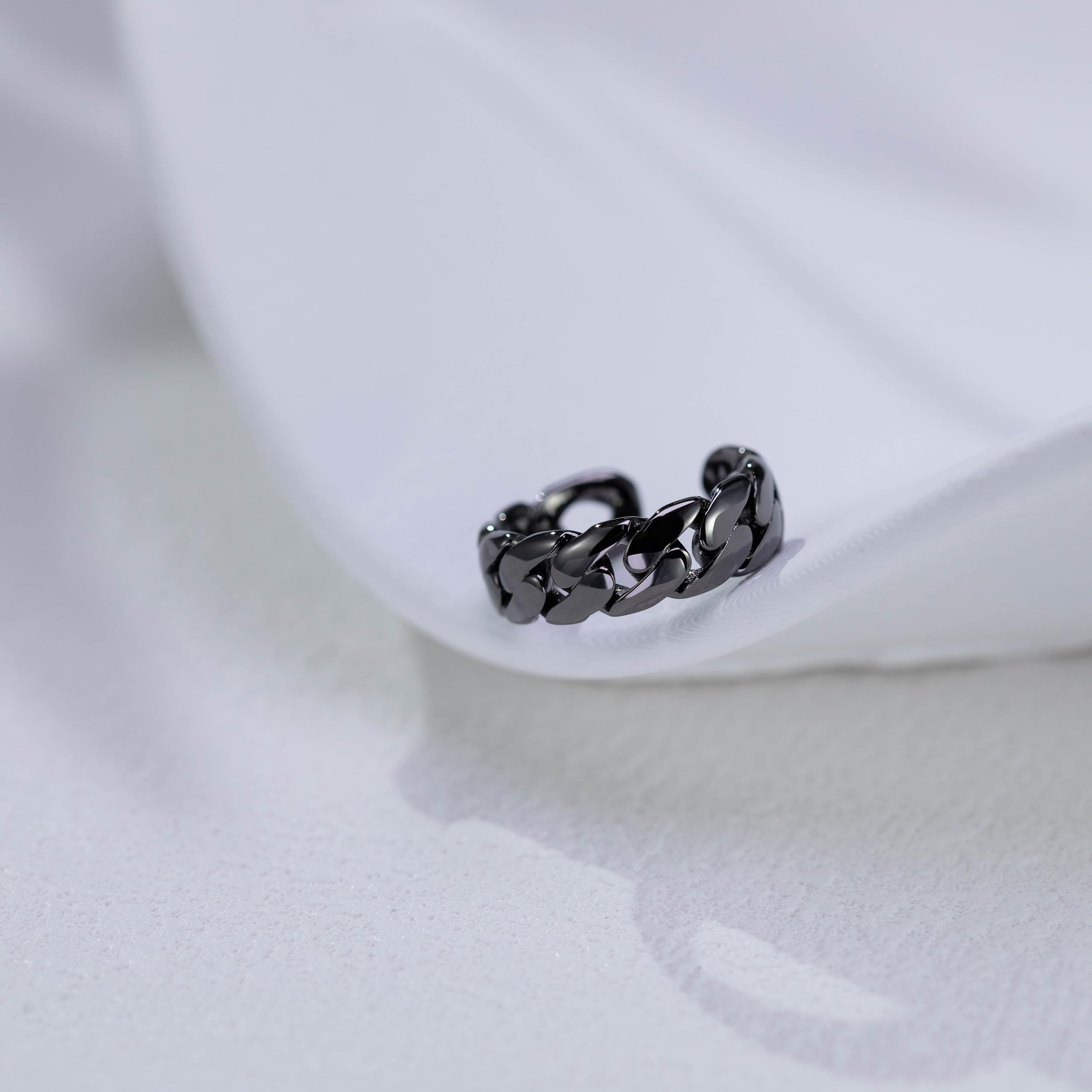 Ear Cuff Kubanische Kettenstruktur Fake Ohrringe Schwarz Unisex Stilvoll Punk Accessoires Ohrklemme Alltags Schmuck für Männer und Frauen Geeignet