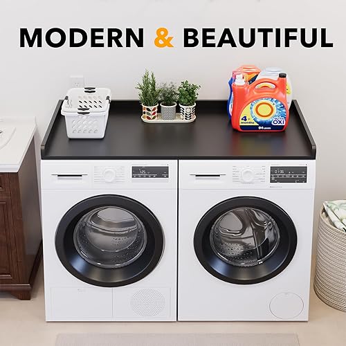 Miniatura 6 de SpaceAid Encimera para lavadora y secadora, estante de madera con borde, 54 pulgadas de ancho x 27.5 pulgadas de profundidad, organizador de