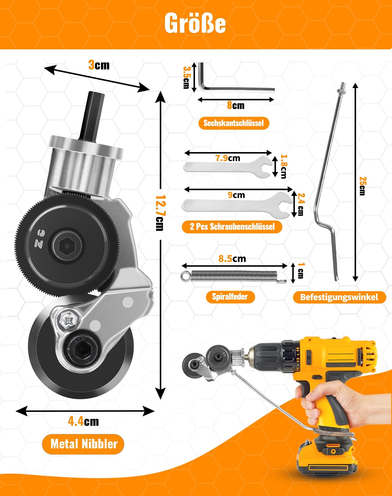 Grignoteuse Tole Cisaille à Tôle Électrique Coupeur de Plaque de Perceuse Électrique Accessoire de Perceuse Grignoteuse en Métal Grignoteuse de Tôle pour Perceuse au Lithium 12V / 21V