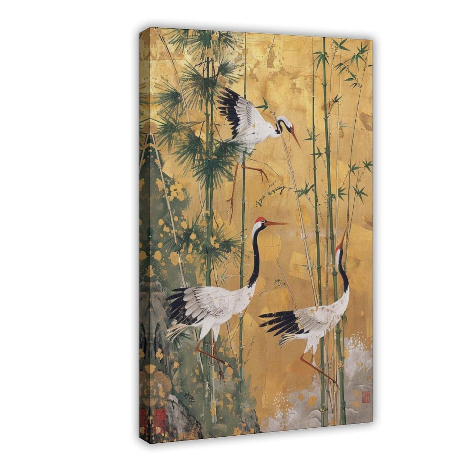 Bareronor Japanese Crane Canvas Poster Bedroom Decor Landscape Office Room Decor Gift 20" L X 30" W