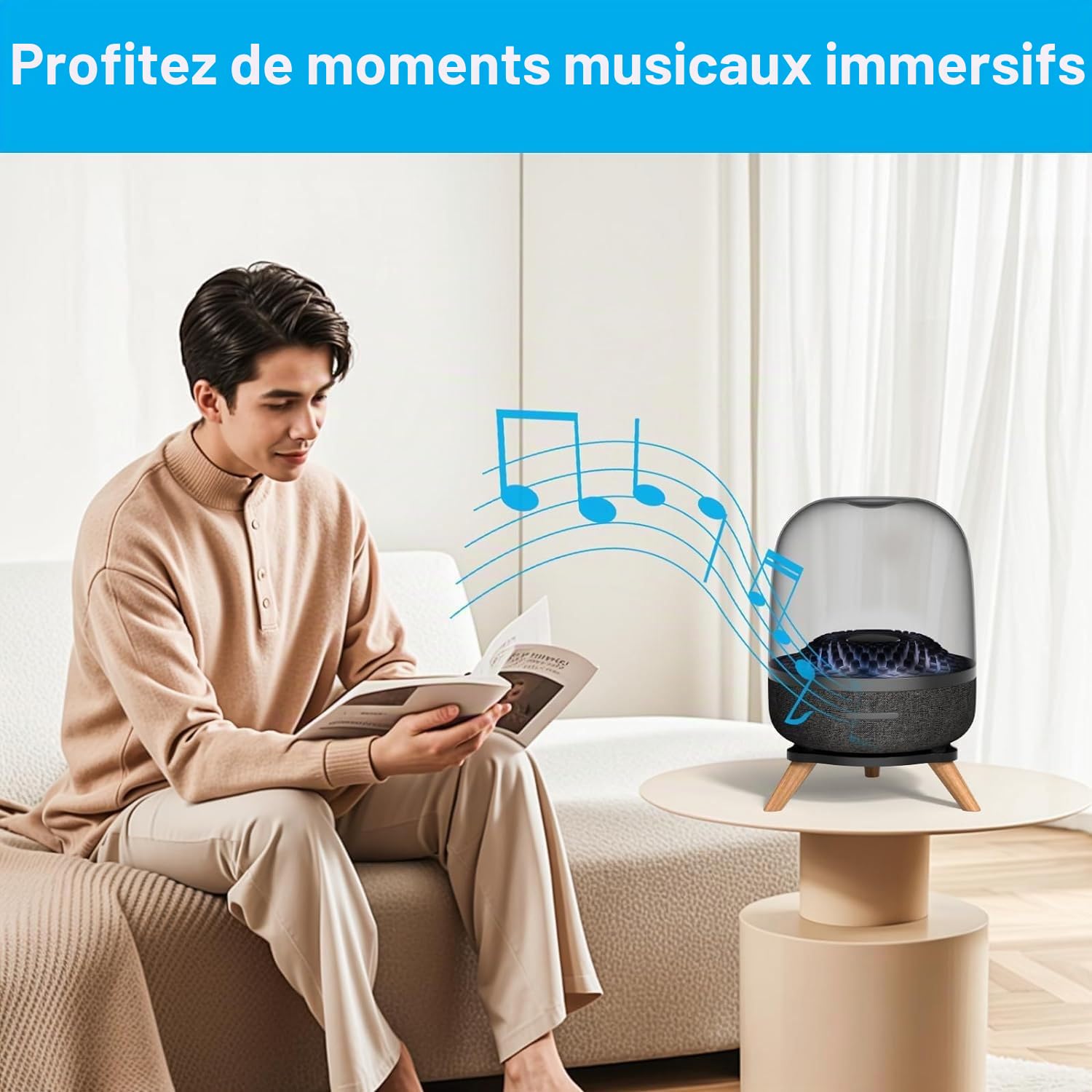 Acrylic Table Speaker Holder Suitable for Harman Kardon Aura Studio 3, Aura Studio 4, SoundSticks 4 Bluetooth Speakers (Black, JJ-9300-B-0) 1-PCS