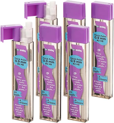 Vista 15 de Enday Recambios para lápices mecánicos, mina negra HB #2, borrador blanco, paquete de 3 (30 minas y 6 borradores)
