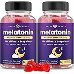NutraChamps (Pack of 2 Melatonin Gummies for Adults, Extra Strength Sleep Aid Vitamins, 5mg or 10mg Dose, Vegan Natural Strawberry Flavor Supplement for Better Sleep, 120 Gummies
