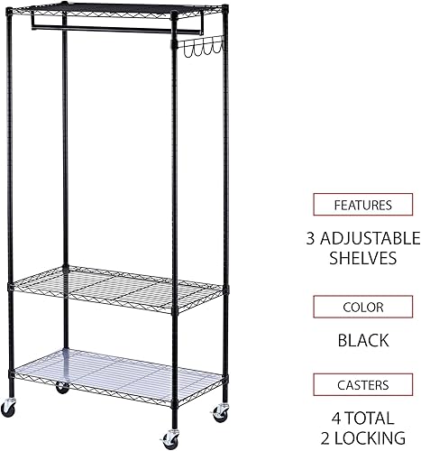 Miniatura 3 de Alera ALEGR363618BL 36 pulgadas de ancho x 18 pulgadas de profundidad x 75 pulgadas de alto 30 estantes de alambre para ropa - Negro