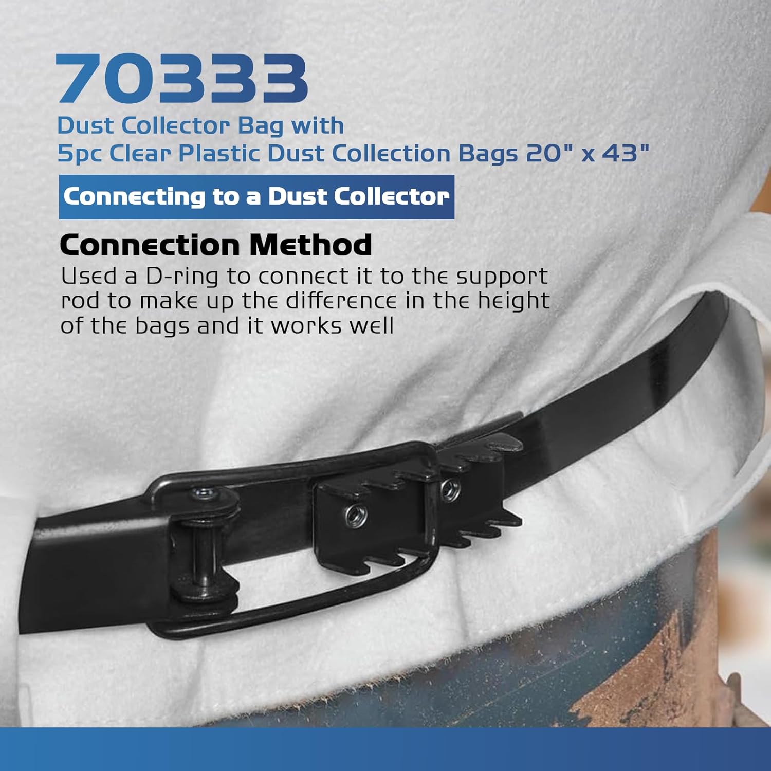 70333 Heavy Dust Collector Bags 21" x 31" x 1 Micron Filter Upper Bag with 5pc Clear Plastic Vacuum Dust Collection Bags 20" x 43" fit for POWERTEC DC-1512, JET, Grizzly, Shop Fox, Wen, Harbor Freigh