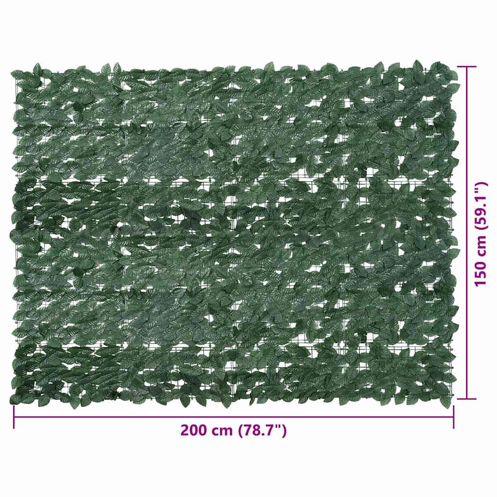 Paravento balcone con foglie verde scuro 300 x 75 cm, recinzione decorativa in polietilene e tessuto per terrazza e giardino, frangivista durevole e a bassa manutenzione