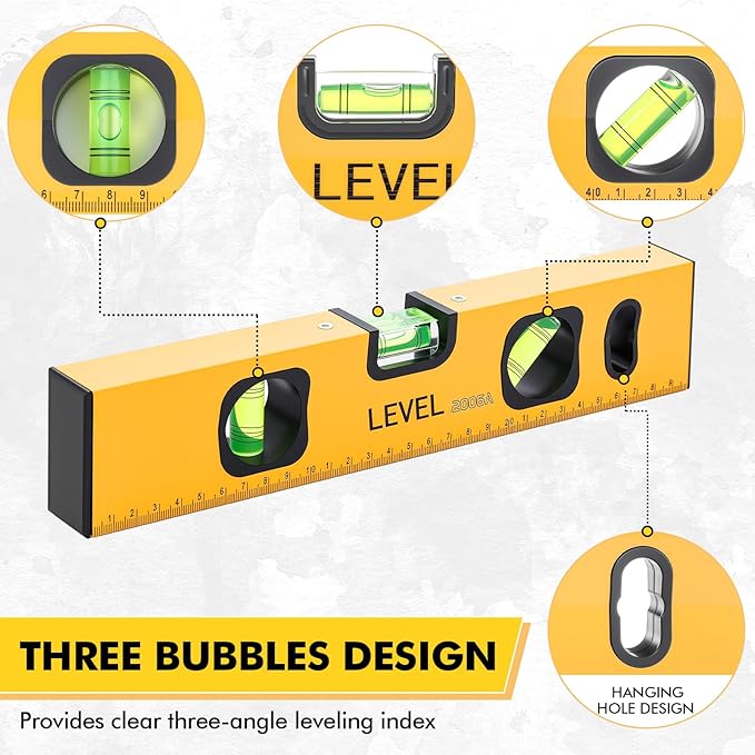 Set de 5 Niveles de Burbuja Kingdder Magnéticos, Incluye Nivel Torpedo miniatura 3