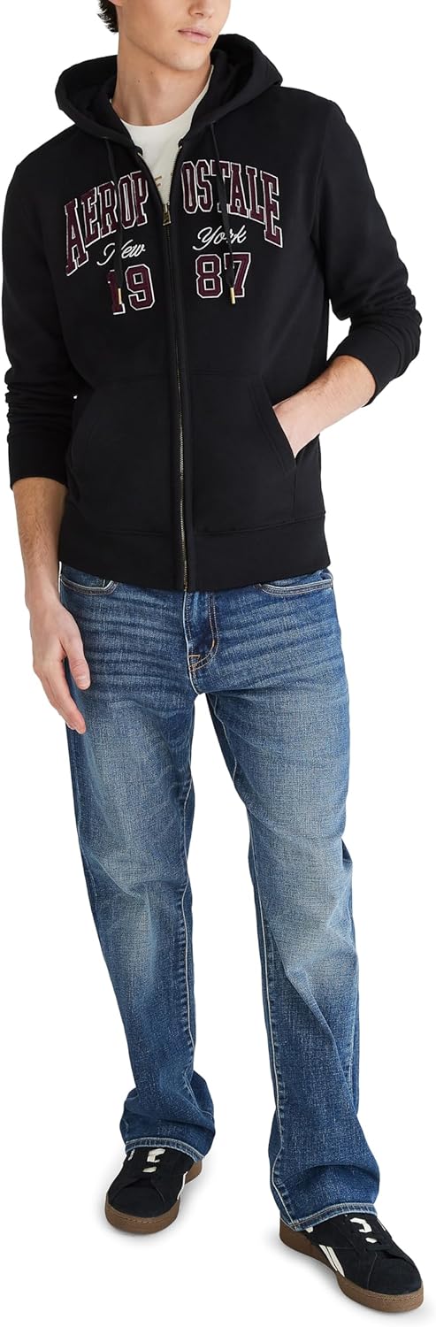 AEROPOSTALE mens Aero Logo Full Zip Hoodie- Arch - Image 4