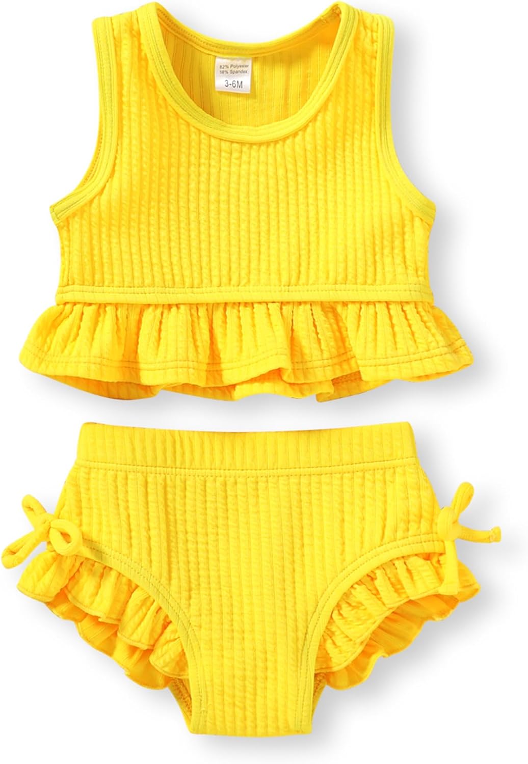 HAPPYMA Baby Swimsuit Toddler Girl Bathing Suit Summer Solid Color Bikini Set Beach Two Piece Swim Wear