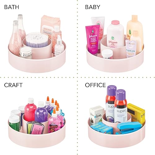 Miniatura 8 de mDesign Bandeja de almacenamiento redonda de plástico Lazy Susan, organizador giratorio para maquillaje, cosméticos, esmalte de uñas, vitaminas,