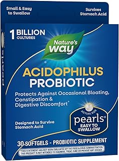 Nature's Way Acidophilus Probiotic Pearls, Supports Digestive Balance & Gut Health, Reduce Occasional Constipation and Bloating*, 1 Billion Cultures, 30 Softgels