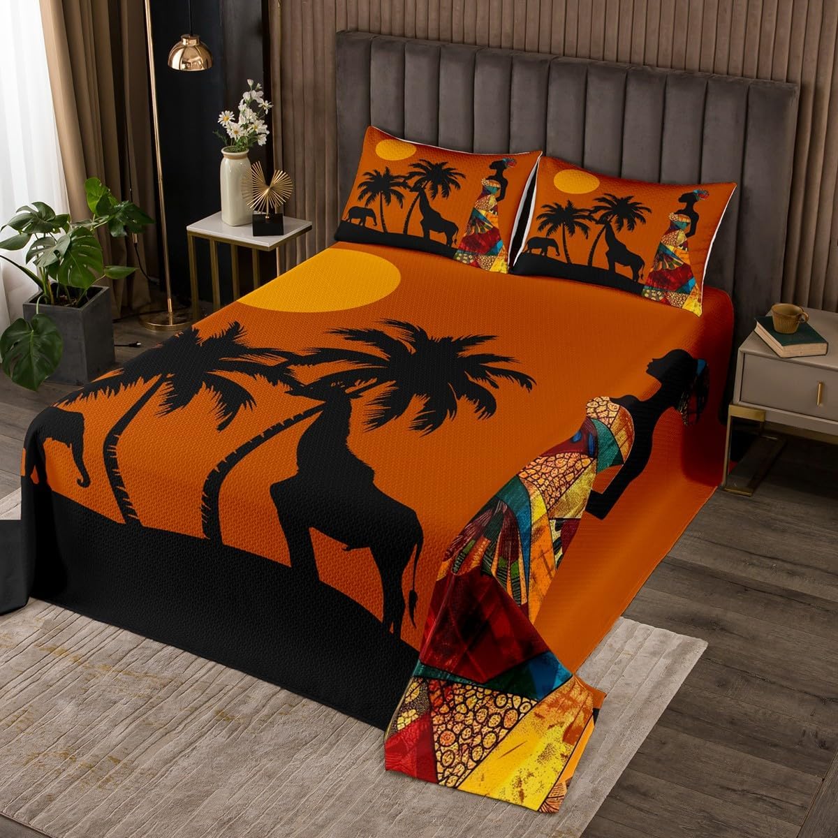 Homewish Flower Fairy Bedspread Twin Size,Blossom Flower Green Leaves Bedding Set for Kids Girls Boys Room Decor,Jungle Botanical Princess Coverlet Set 2Pcs,Nature Microfiber Quilt,1 Pillowcase