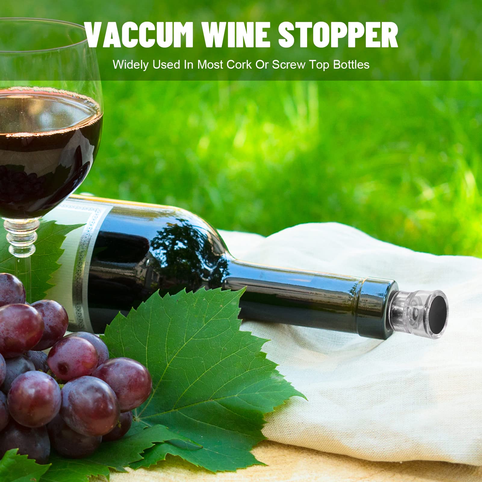 Tappo per Vino, 10 Tappi per Bottiglia Riutilizzabili Chiusura Ermetica Un Prova di Perdite, Tappo per Vino DIY per Bar, Feste, Mantenere Il Vino Fresco