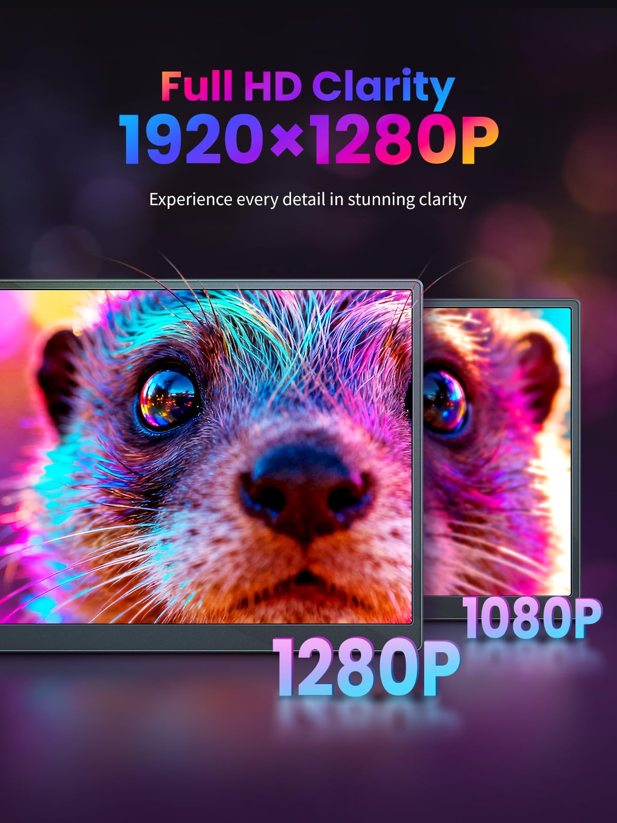 Tragbarer Monitor 10,5 Zoll 1280P 420 Nits100% sRGB Ultra-Slim Travel Monitor, HDR 16:10 Display mit verstellbarem Stand & Lautsprecher USB-C HDMI, Externer Monitor für Laptop PC Telefon