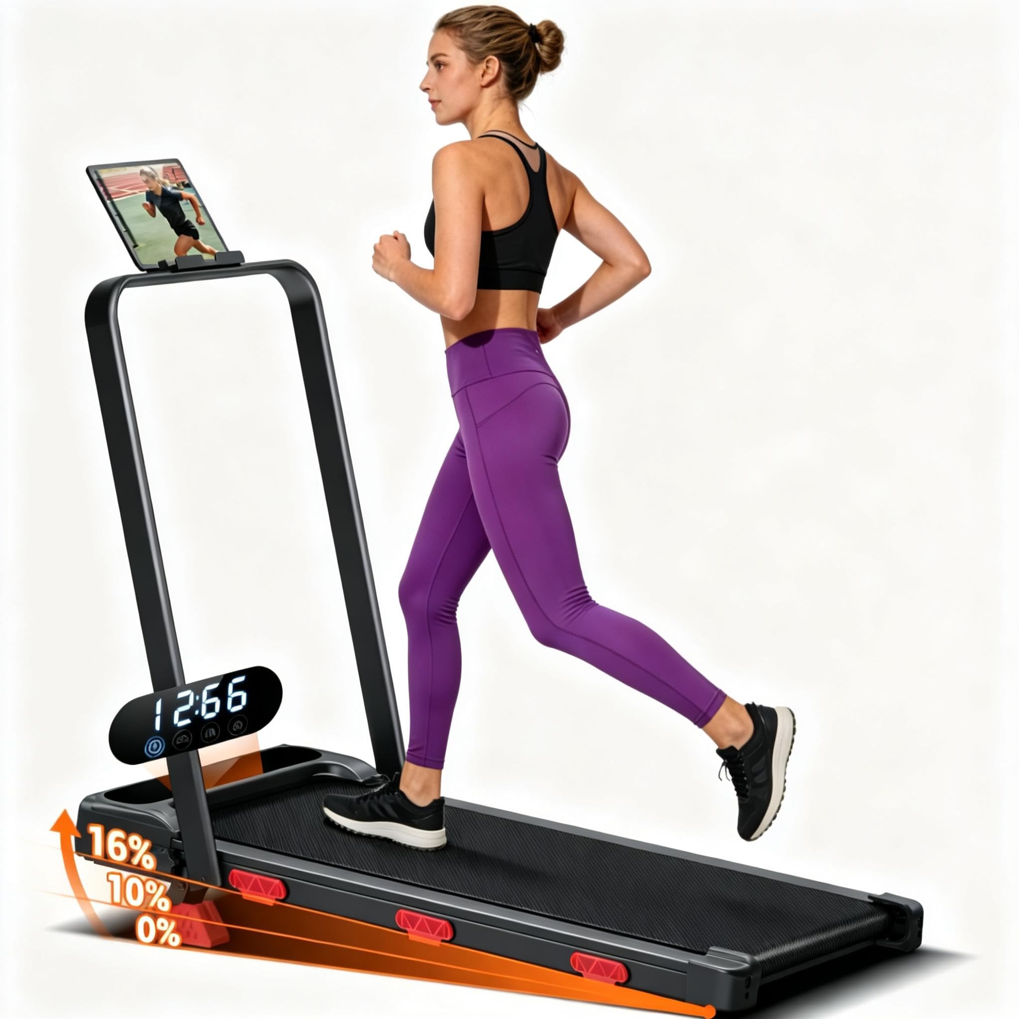 15% Incline Foldable Walking Pad, 2.5HP Quiet Under Desk Treadmill, 0.6-6.2MPH, 300LB Capacity, 15.2" Wide Belt, Compact Portable Treadmill for Home and Office