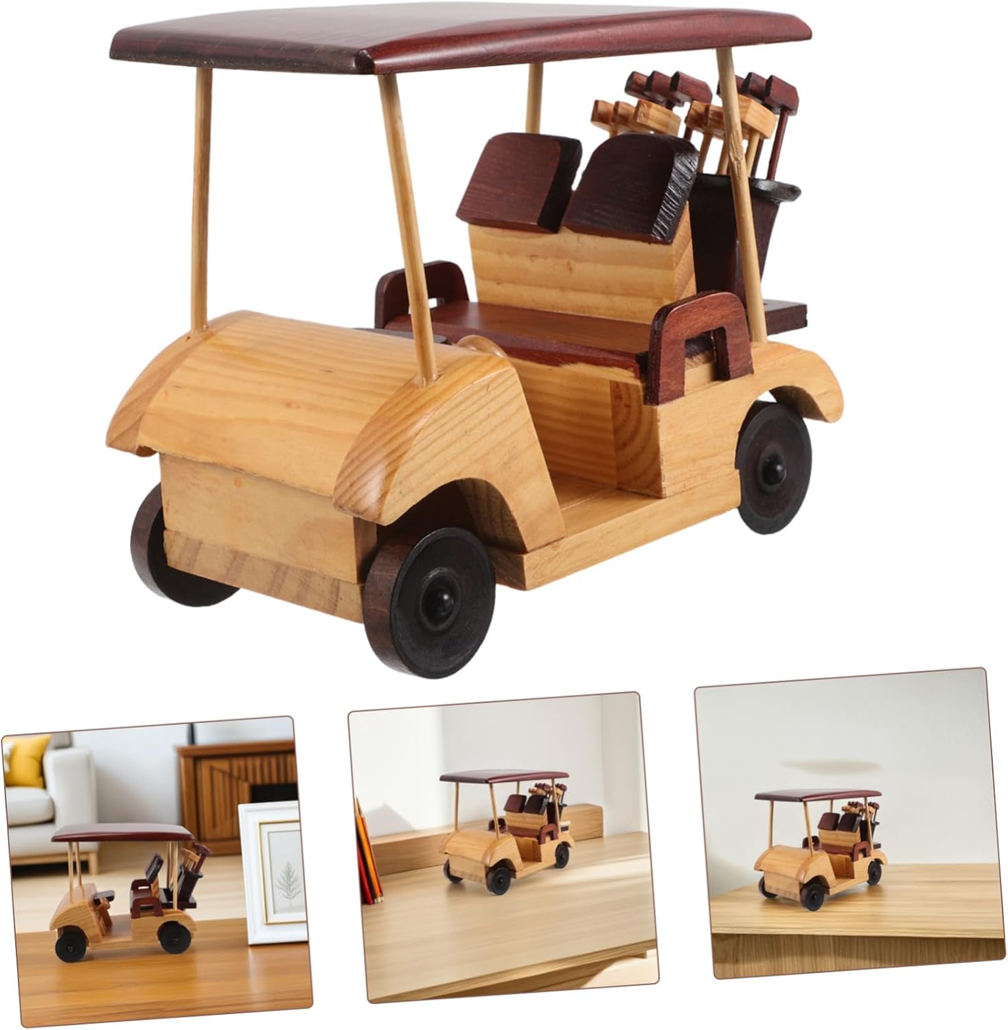 Rustic Handmade Wooden Vintage Car Model Antique Vehicle Ornament for Home Office Decor Charming Desktop Decoration for Retro Lovers Unique Craftsmanship