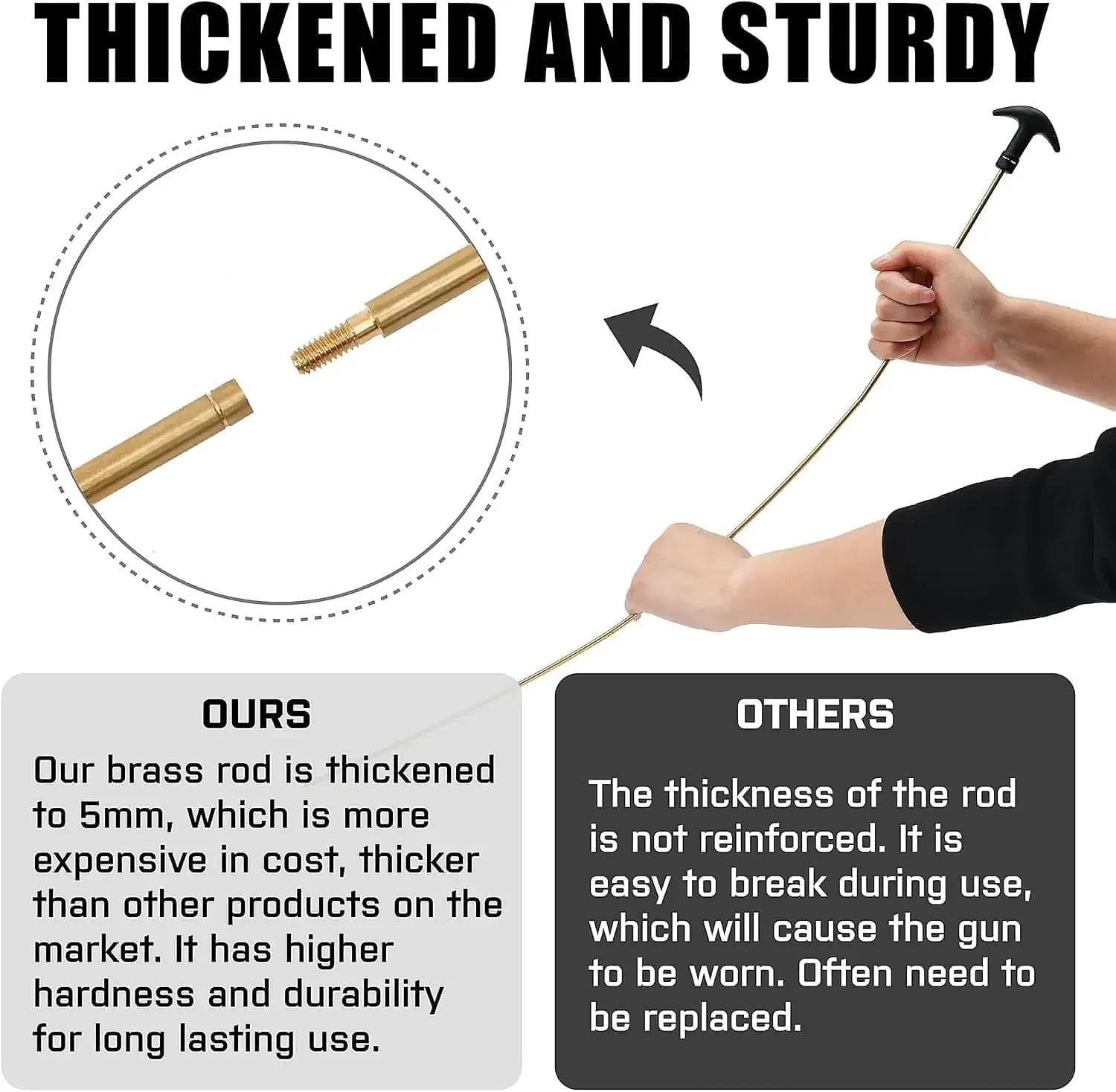 Universal Gun Cleaning Kit with 2 Empty Bottles, 30ml and 50ml, Brass Rods, Multiple Brushes, 5mm Thickened Design, Complete Maintenance Set