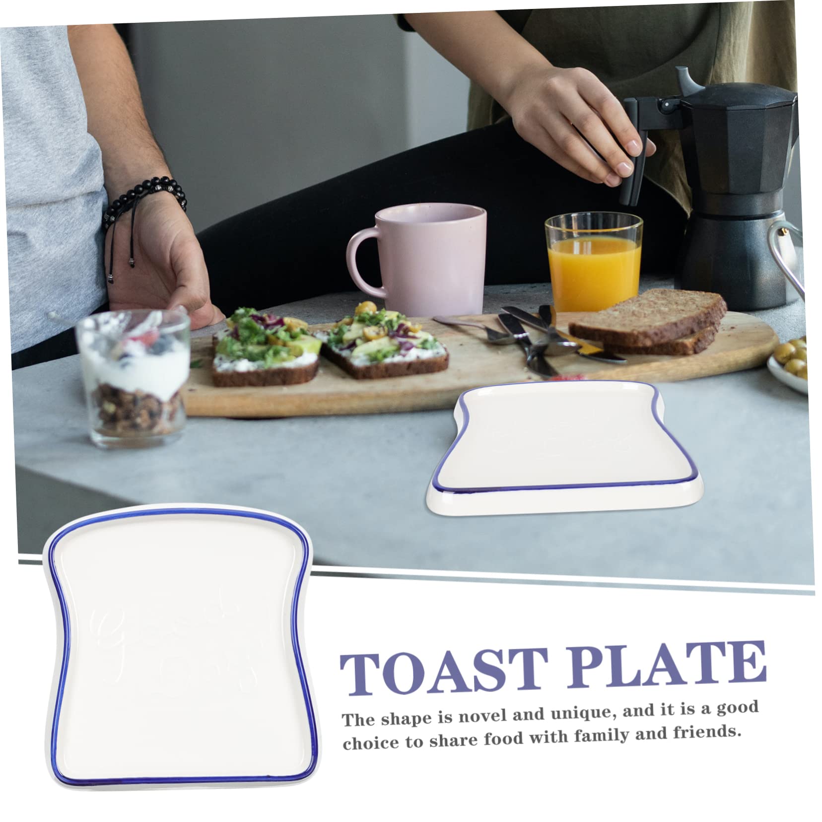 Cabilock Ceramic Meal Tray Elegant Breakfast Plate for Toast Sushi Snacks Smooth Edges Easy to Clean for Home Decor for Daily Use