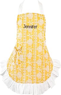 Cooking Aprons for Women with Pockets-Custom Name Kitchen Cotton Apron w...